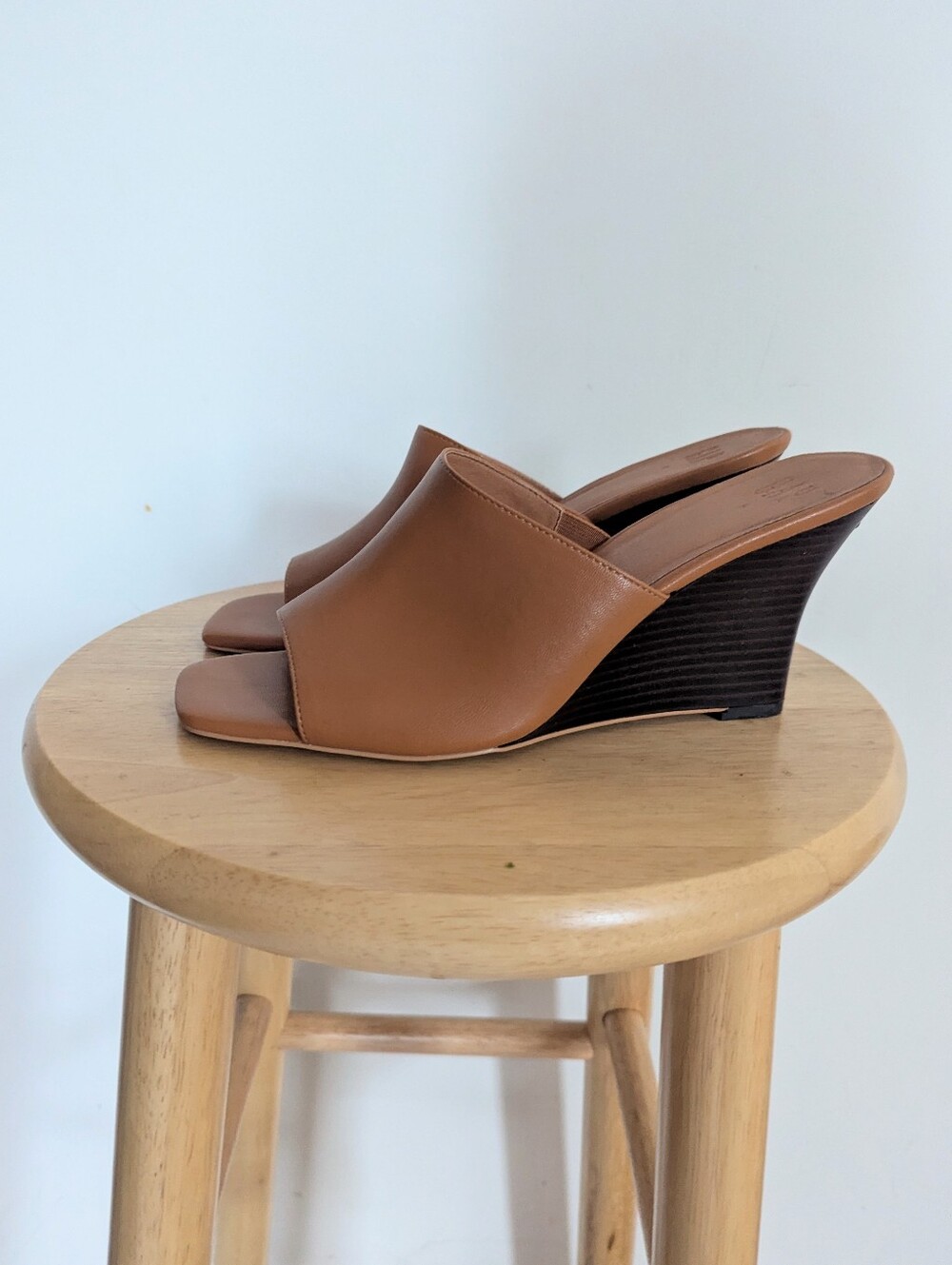 Gap Women's Tan Vegan Leather Wedge Slide Sandals